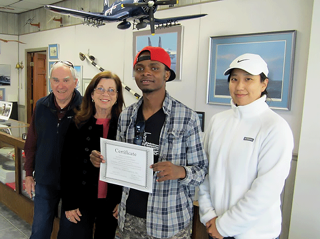 In April, Richard earned his private pilot's license.
